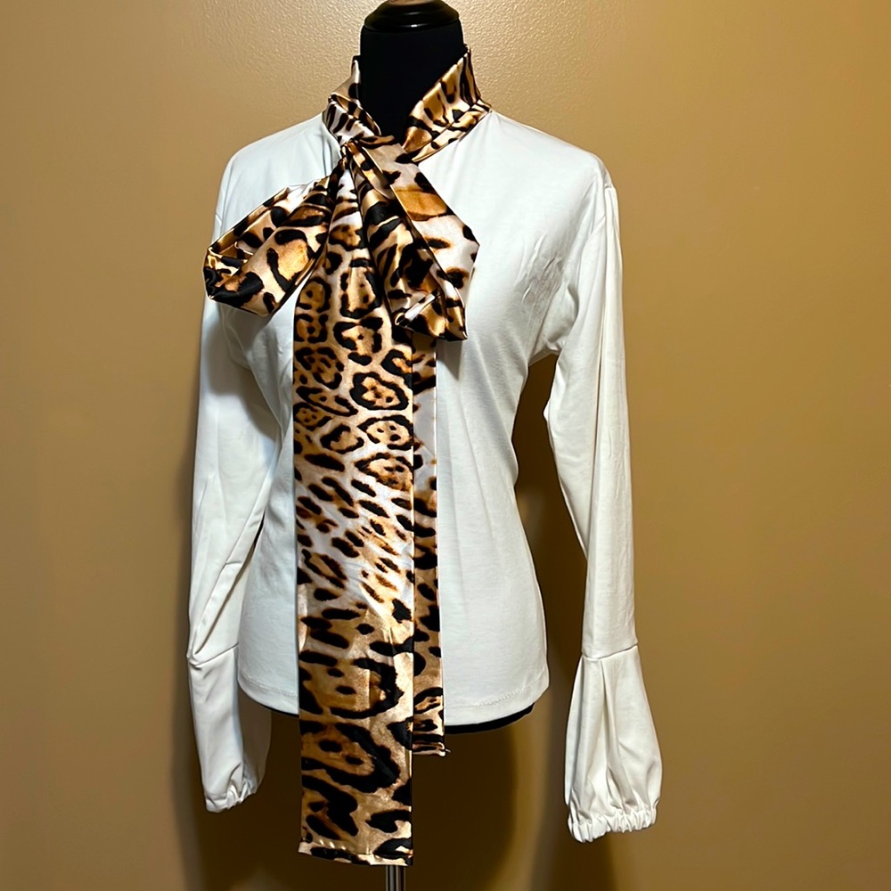 Fall Essential Custom - Cream Top with Statement Necktie